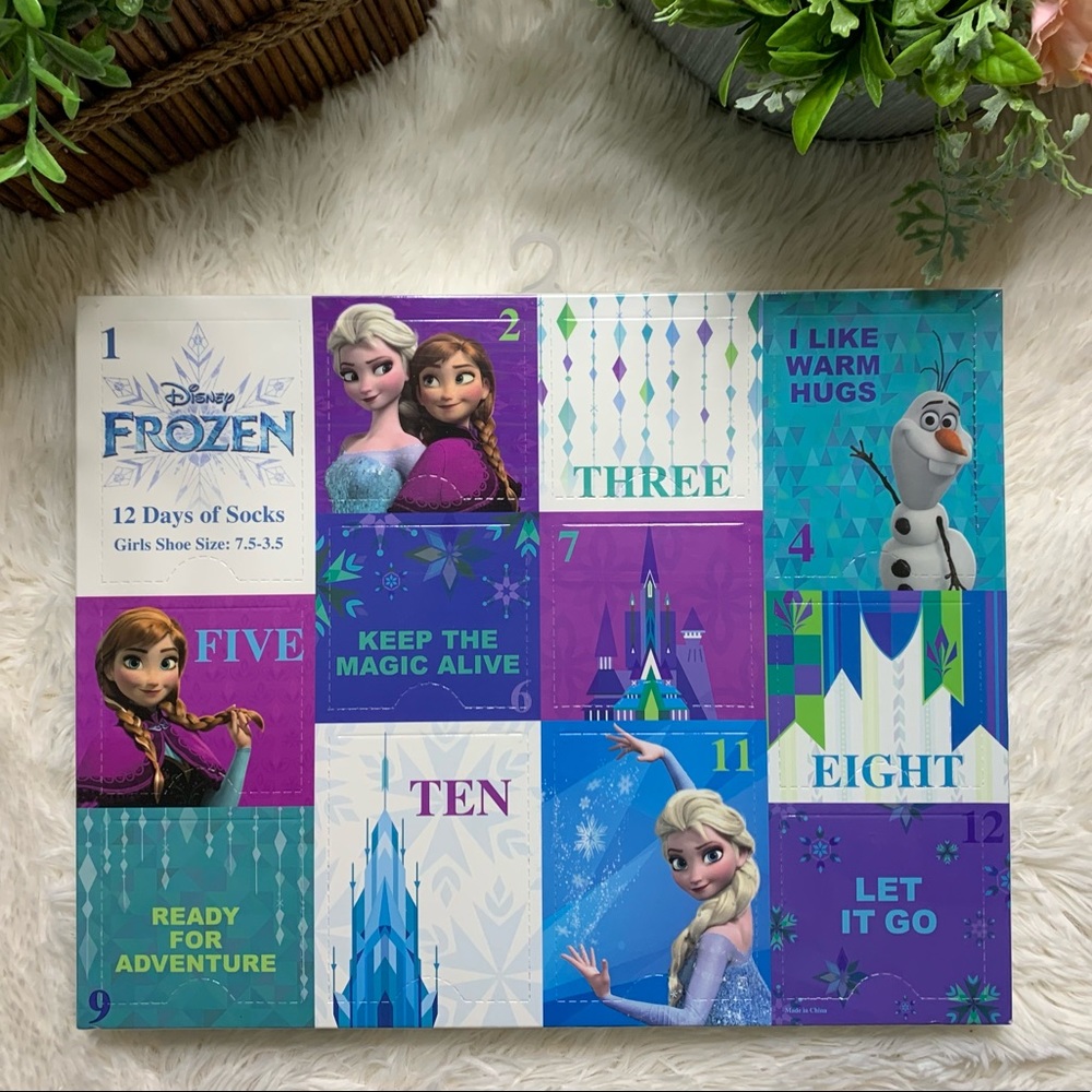 🆕 Disney Frozen 12 Days of Socks Advent Calendar Sz 7.5-3.5 Elsa Anna Olaf